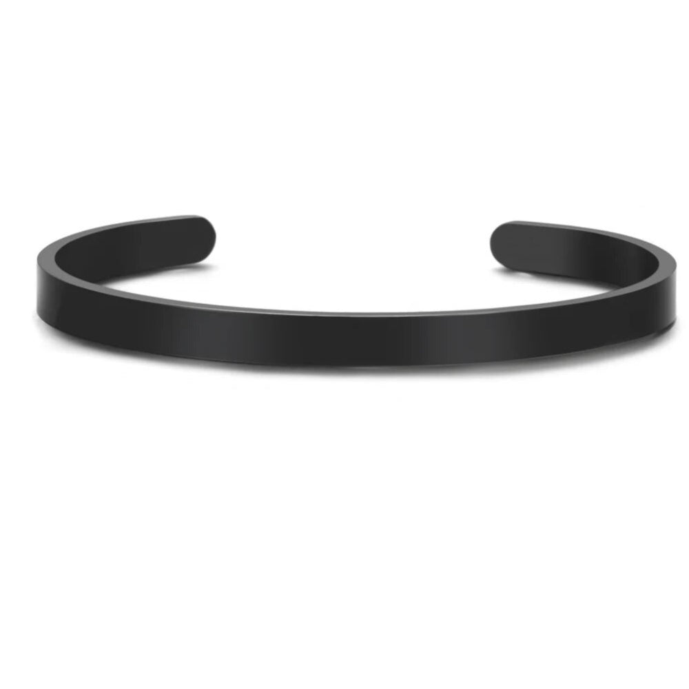 Bracciale rigido in colore nero da personalizzare con testo, date speciali e coordinate. Regala un gioiello unico al tuo partner