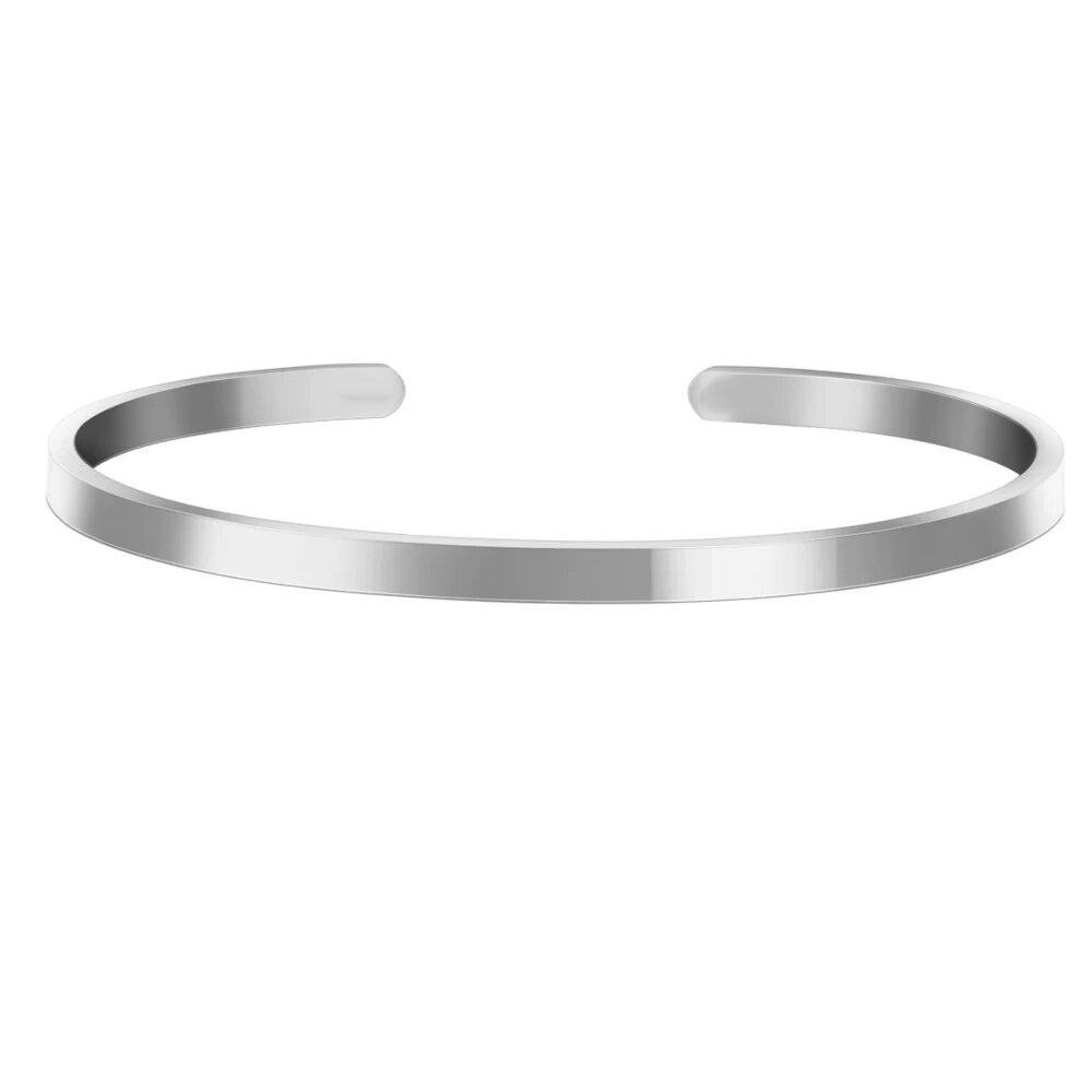 Bracciale rigido slim argento da personalizzare con date, testo e coordinate. Fai un regalo unico