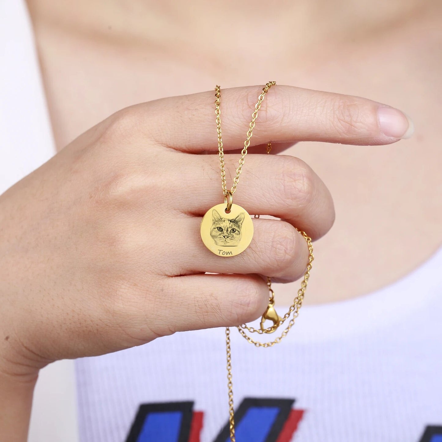 collana a disco da personalizzare con il ritratto del tuo gatto