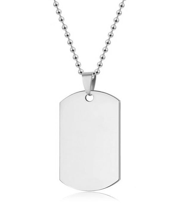 Collana targhetta militare con personalizzazione scritta, colore argento