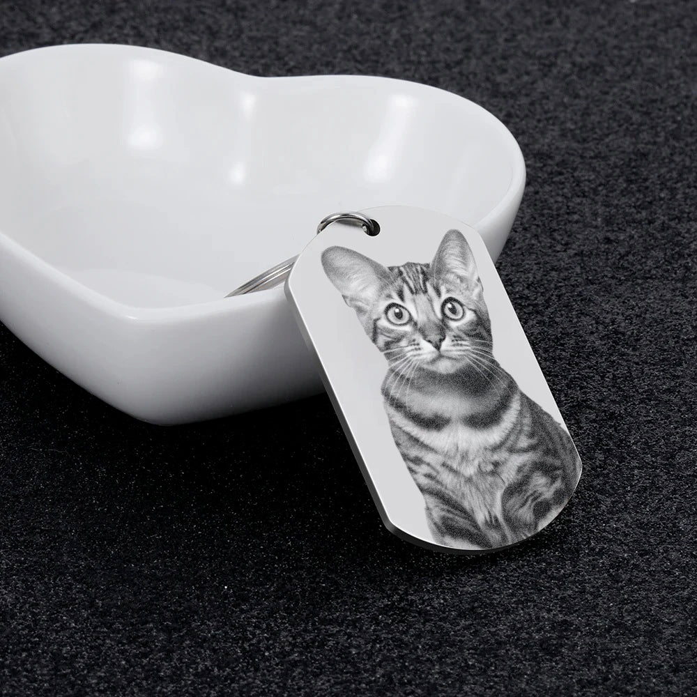 portachiavi con personalizzazione foto animale in colore argento