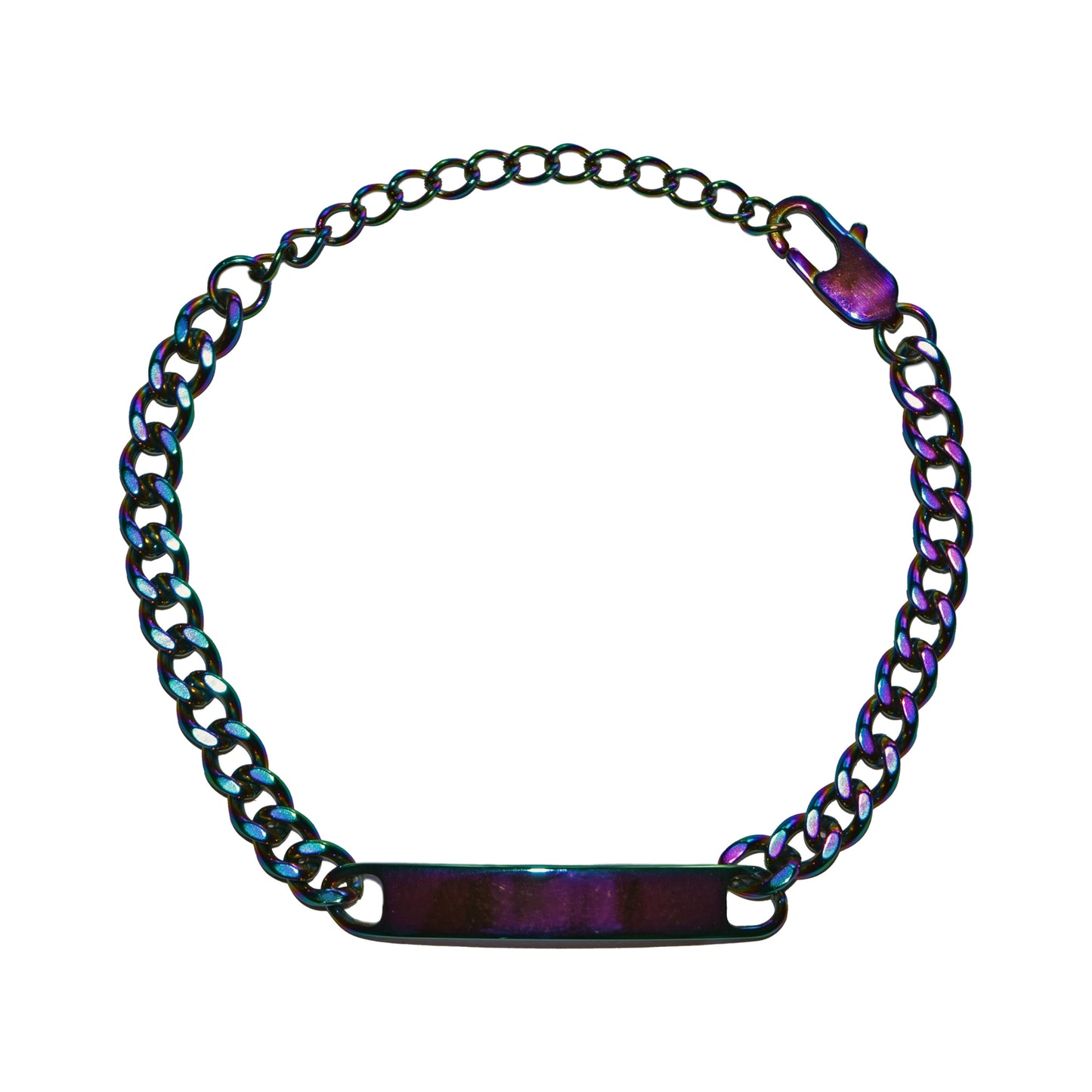 bracciale catena cubana da personalizzare con frasi, date o coordinate, in colorazione rainbow