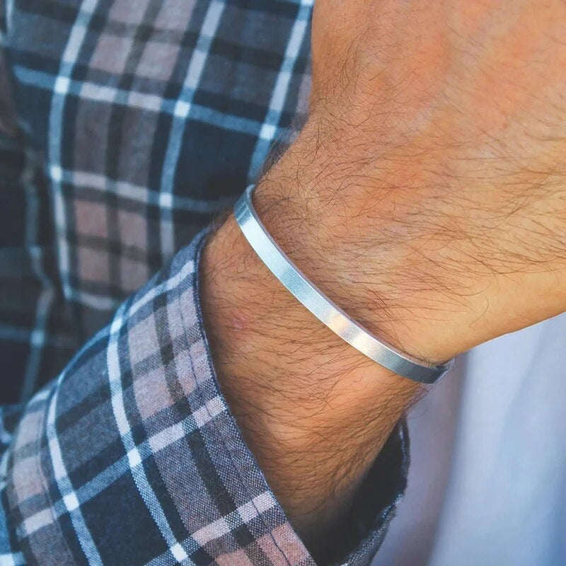 bracciale rigido slim cuff da incidere in argento