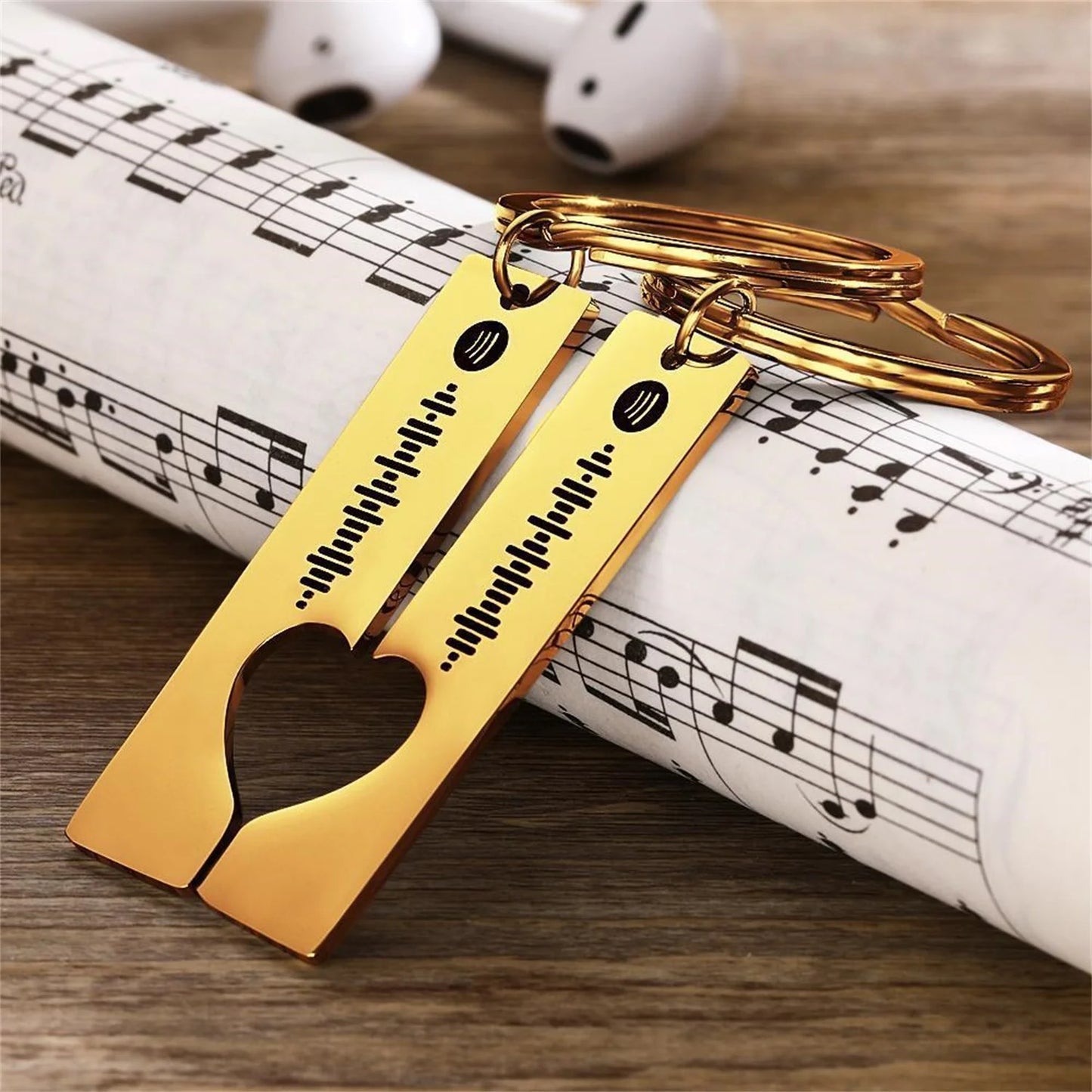 portachiavi personalizzato con brano in colore oro